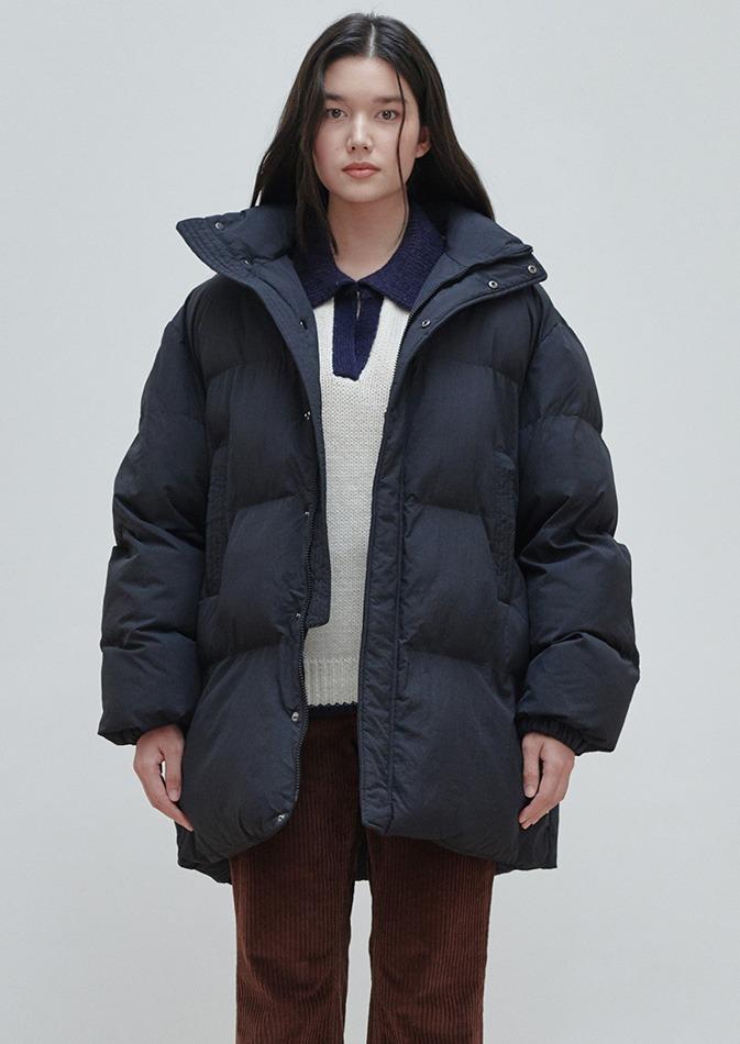 볼드 미디 여성 패딩 점퍼 블랙