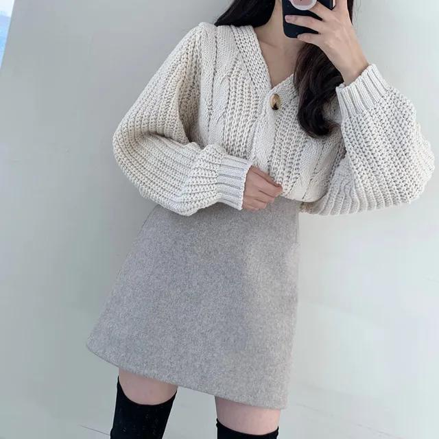 기본 데일리 모직 울 치마바지 밴딩 겨울 미니 스커트