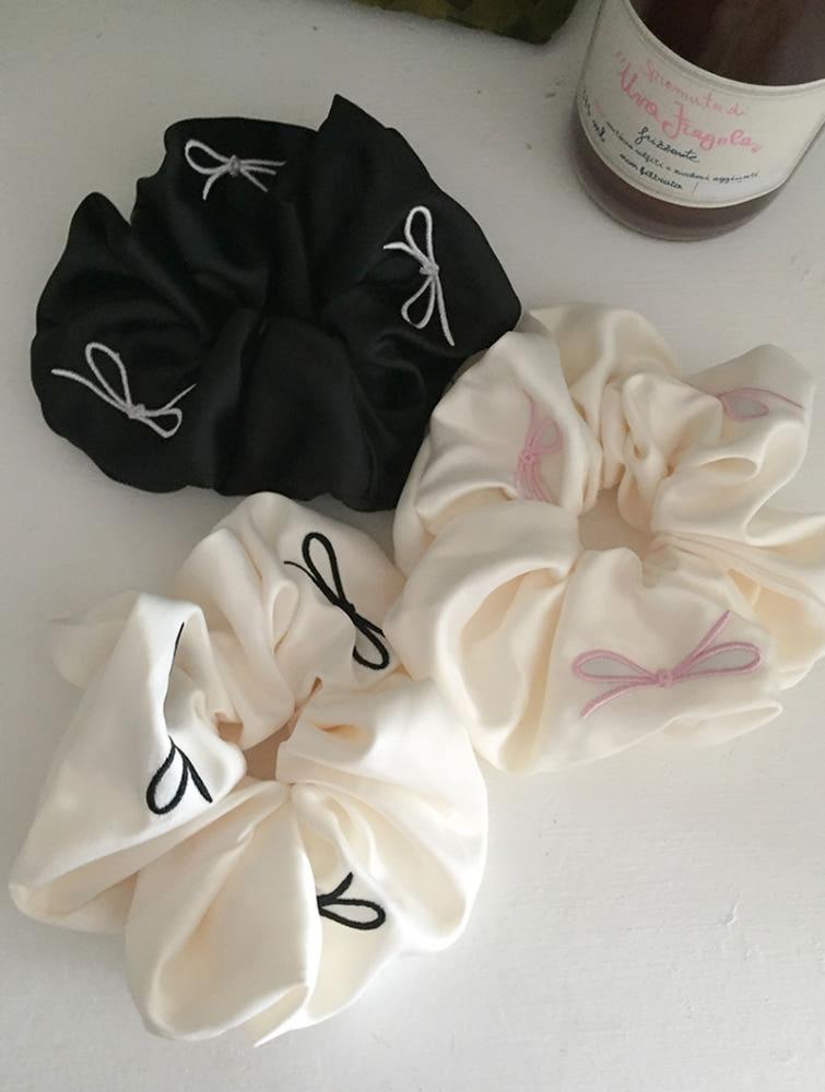 (모앳/머리끈) pony ribbon scrunchy 헤어 슈슈 리본 핑크 곱창끈 스크런치