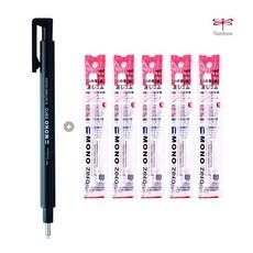톰보 모노 제로 샤프식 지우개 세트 + 펜악 일제 샤프심 증정, 라운드블랙1개+리필..., 1세트