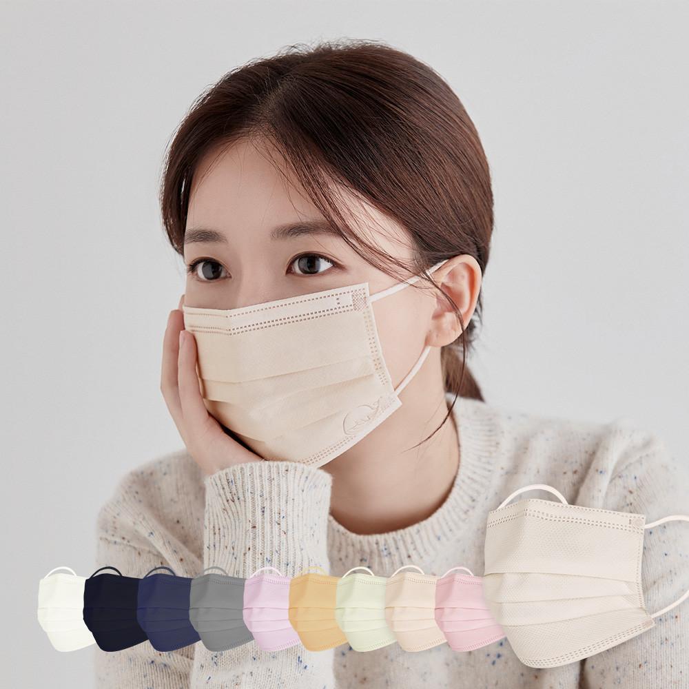 [3+1] 덴탈 마스크 컬러 비말차단 국산 고래마스크 숨쉬기편한 연베이지 대형 50매 베이지 맛집