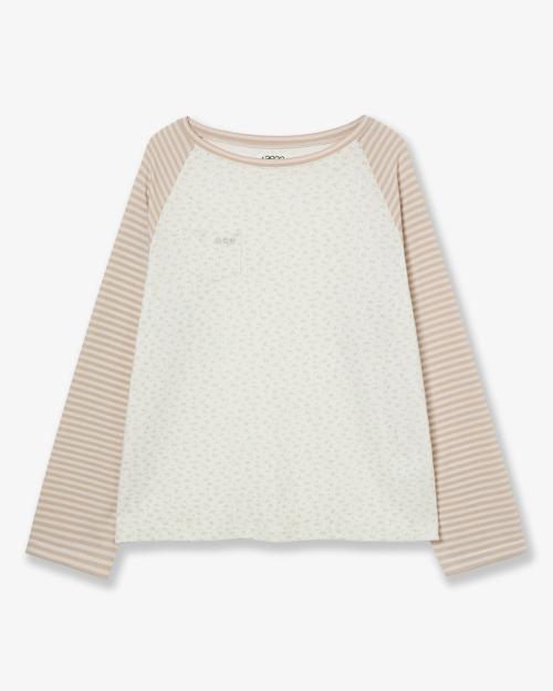 COZY FLOWER RAGLAN LONG SLEEVE [BEIGE]