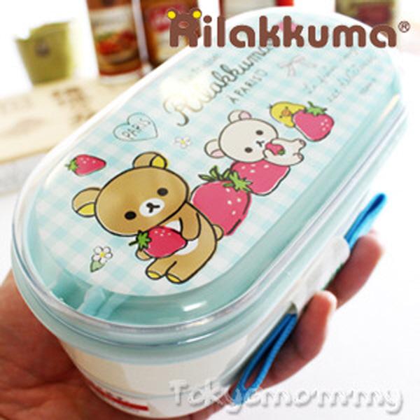 (일본)리락쿠마 2단 밴드 도시락통 (파리스딸기 블루)