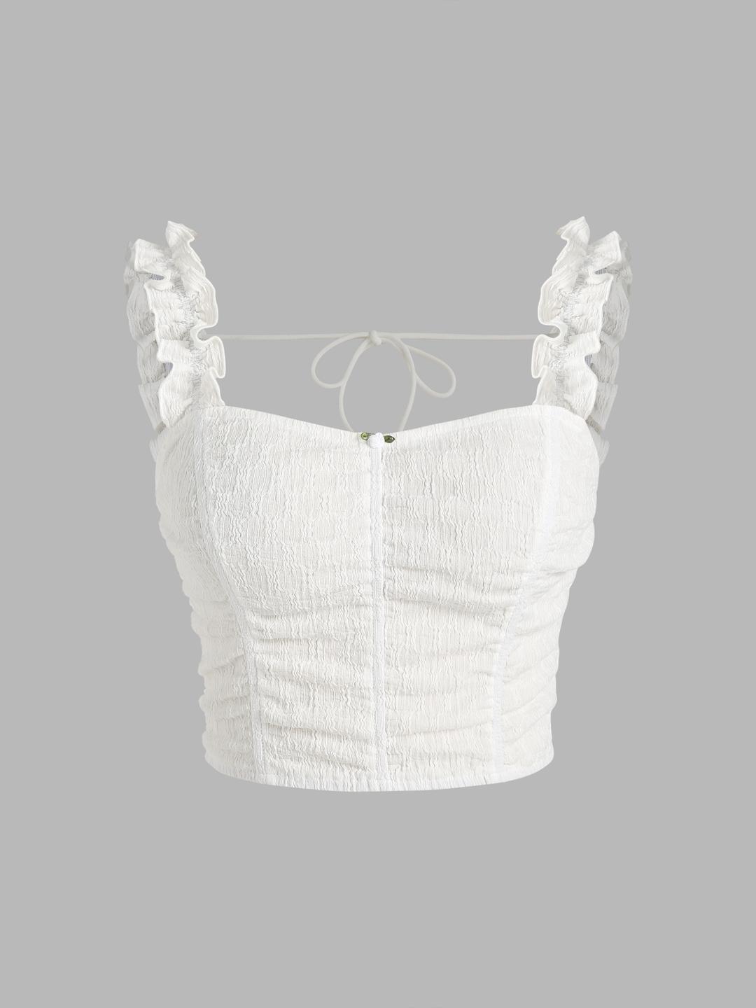 Solid Texture Ruffle Tank