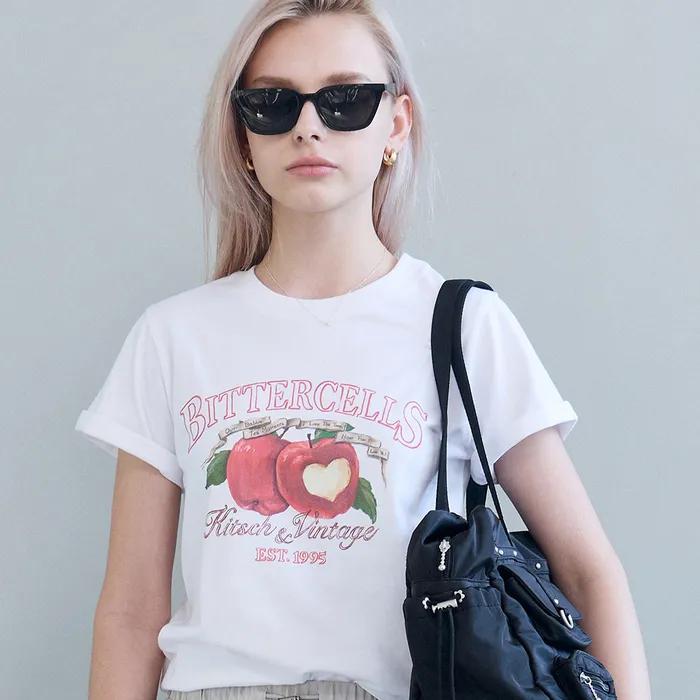 Red Apple Tee-White