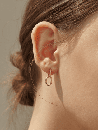 [14K] 라운드 오벌 원터치 링귀걸이