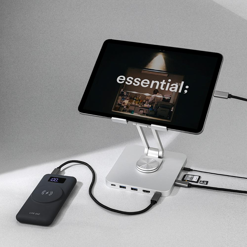 [이번주특가]라이프썸 360도 회전 태블릿 거치대 8in1 멀티허브 (LFS-HA55)