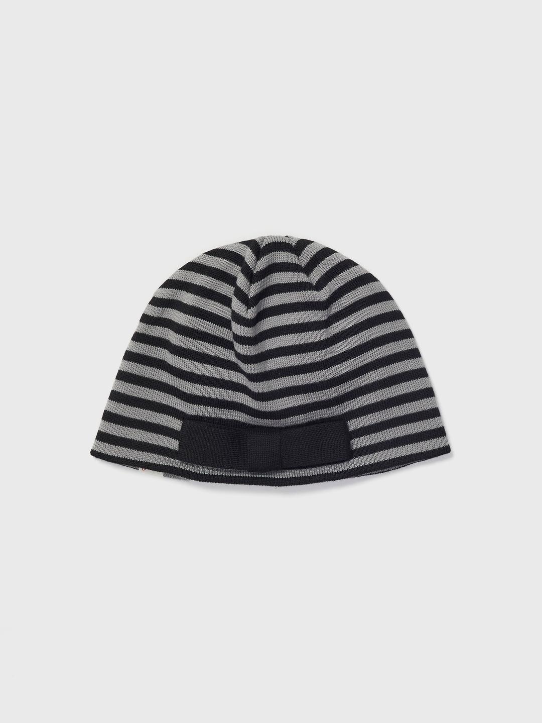 SOFT BOW BEANIE STRIPE GREY