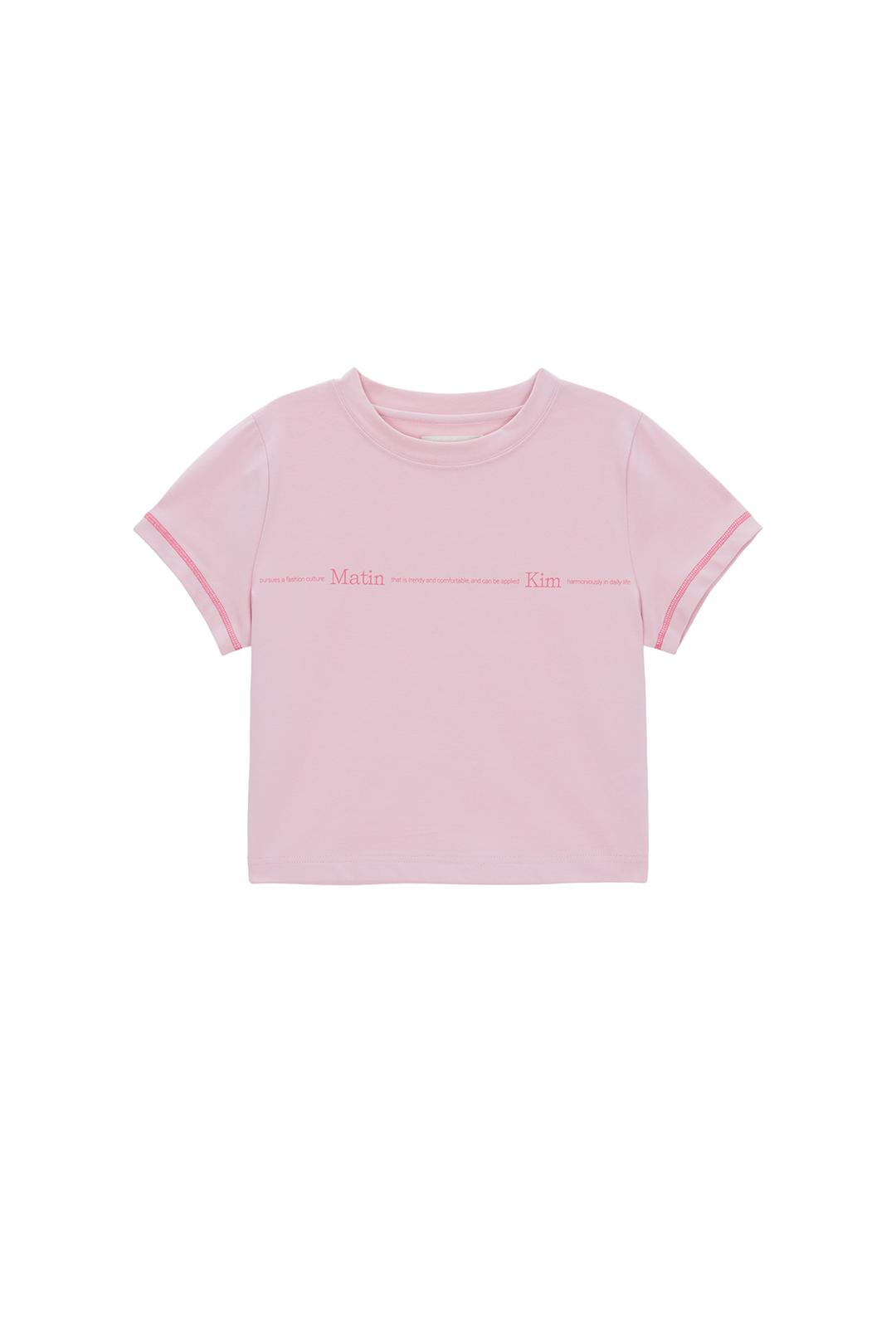 MATIN SMALL LINE LOGO STITCH CROP TOP IN PINK