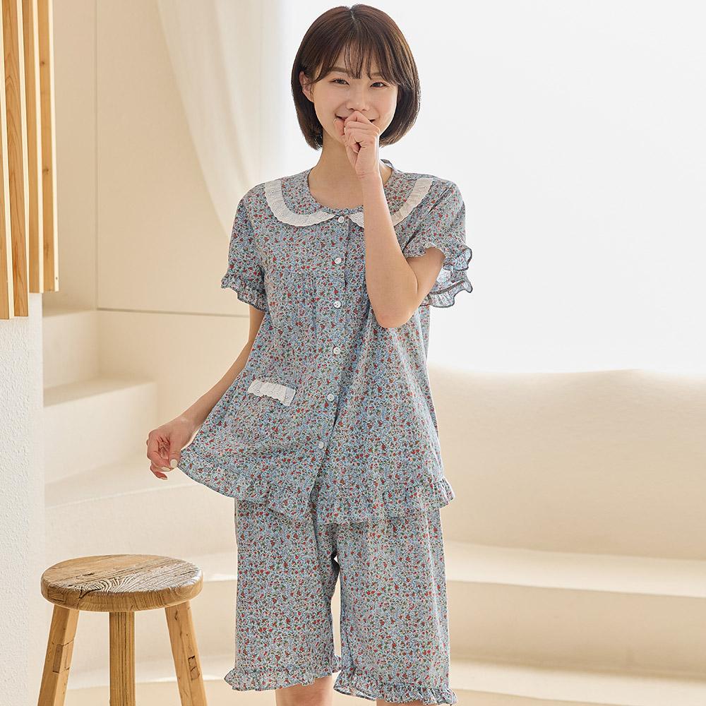 여성홈웨어 네롤리 꽃무늬 슬립웨어 순면잠옷 여름파자마 빅사이즈 예쁜잠옷