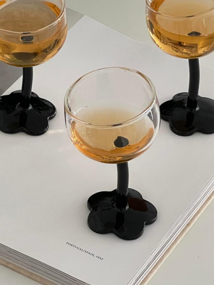 칩앤리빙 플라워 블랙 고블렛 유니크 와인잔 5color