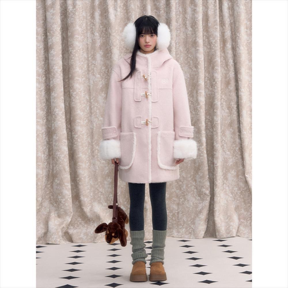 Soote Season light pink horn button college style coat