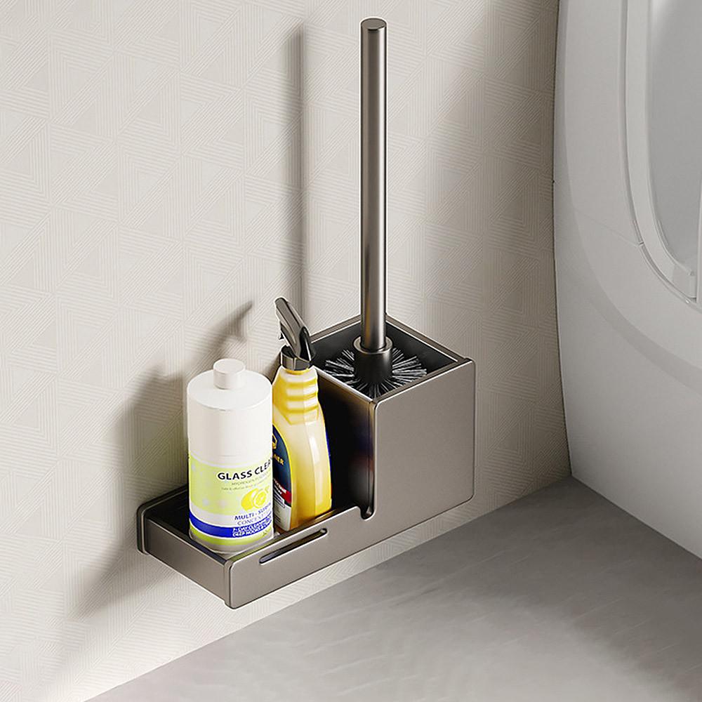 무타공 알루미늄 세제수납 일체형 변기청소솔 : 모나코올리브