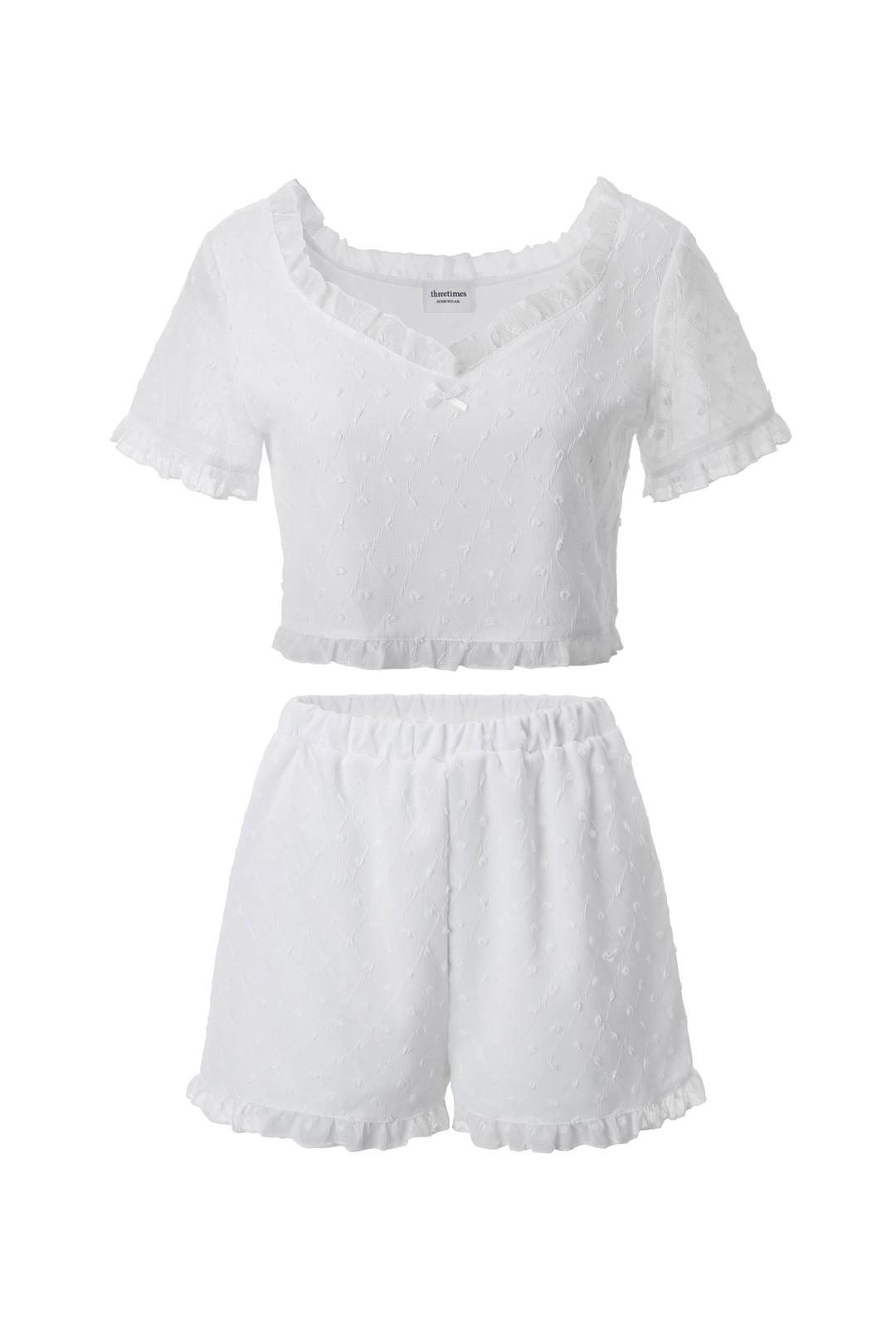 Diamond chiffon pajama shorts set