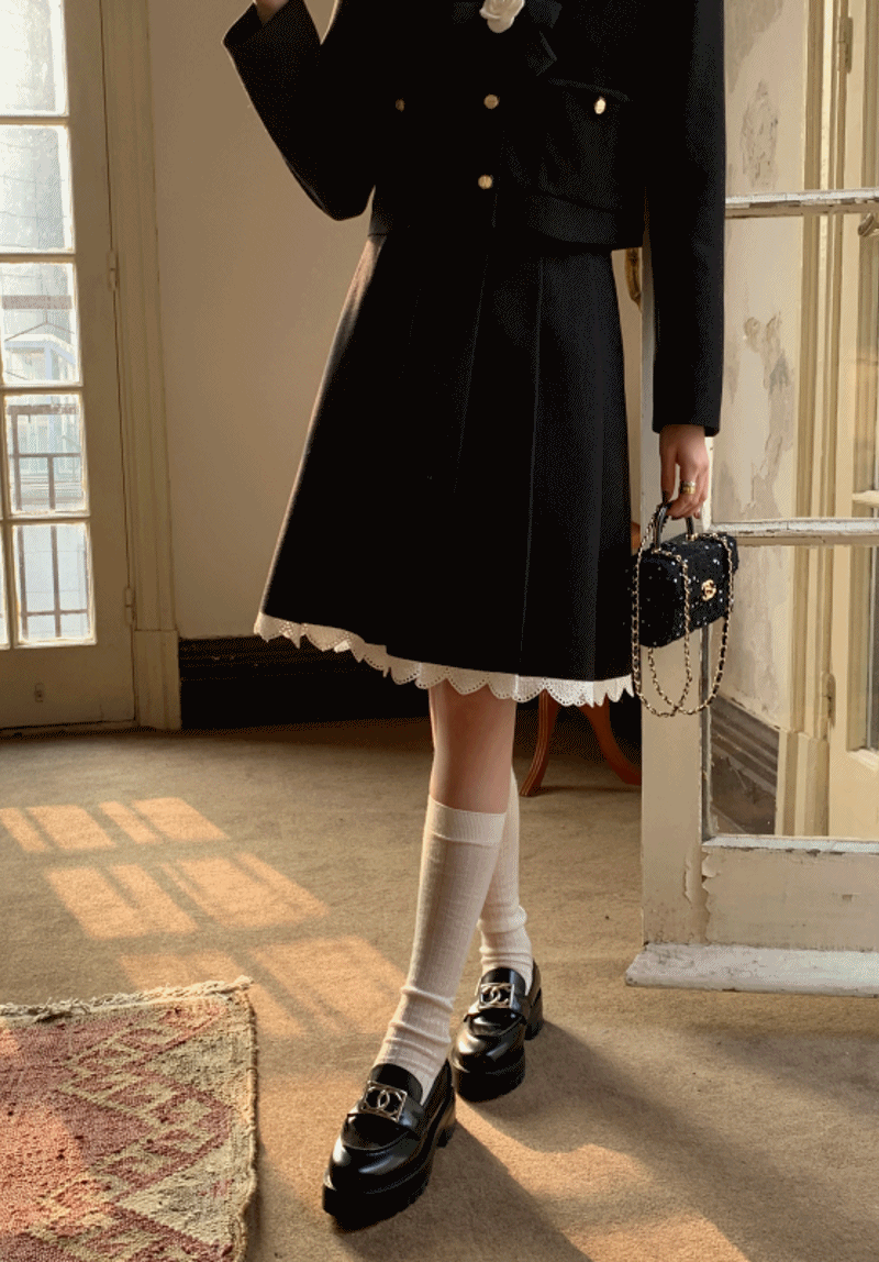 로젤 레이스 미디 스커트-sk(LL6480)