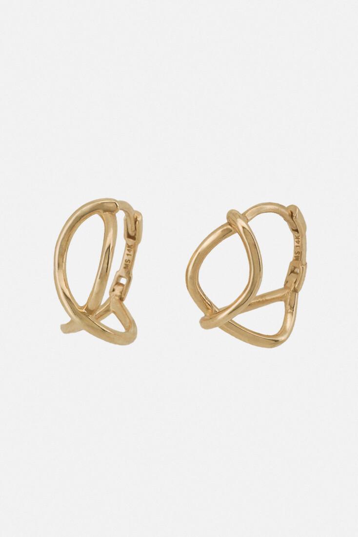 14k slim line wave one touch earrings (1 pair)