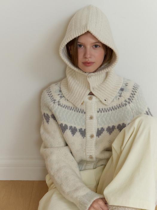 Luvv knit balaclava set_2piece (cream)