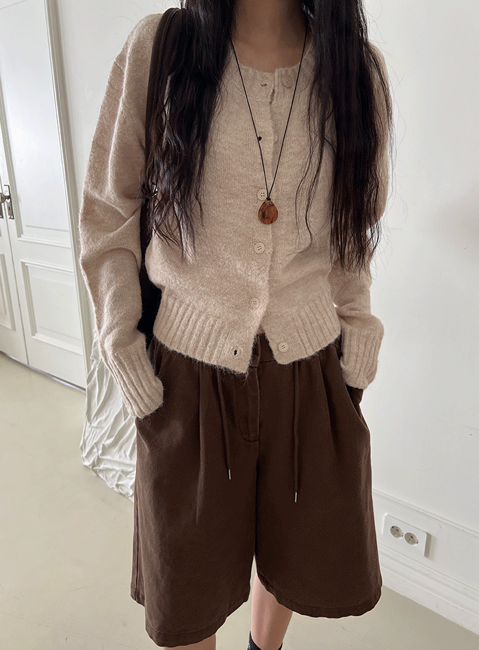 울 헤어 라운드 가디건