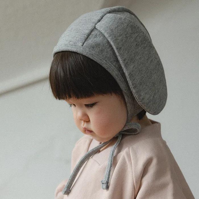 Knit Bunny Bonnet - Melange Gray