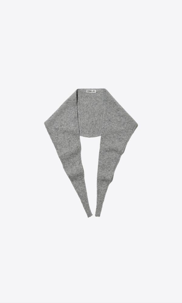 CASHMERE BLEND WOOL PETITE KNIT SCARF (SOFT GREY)