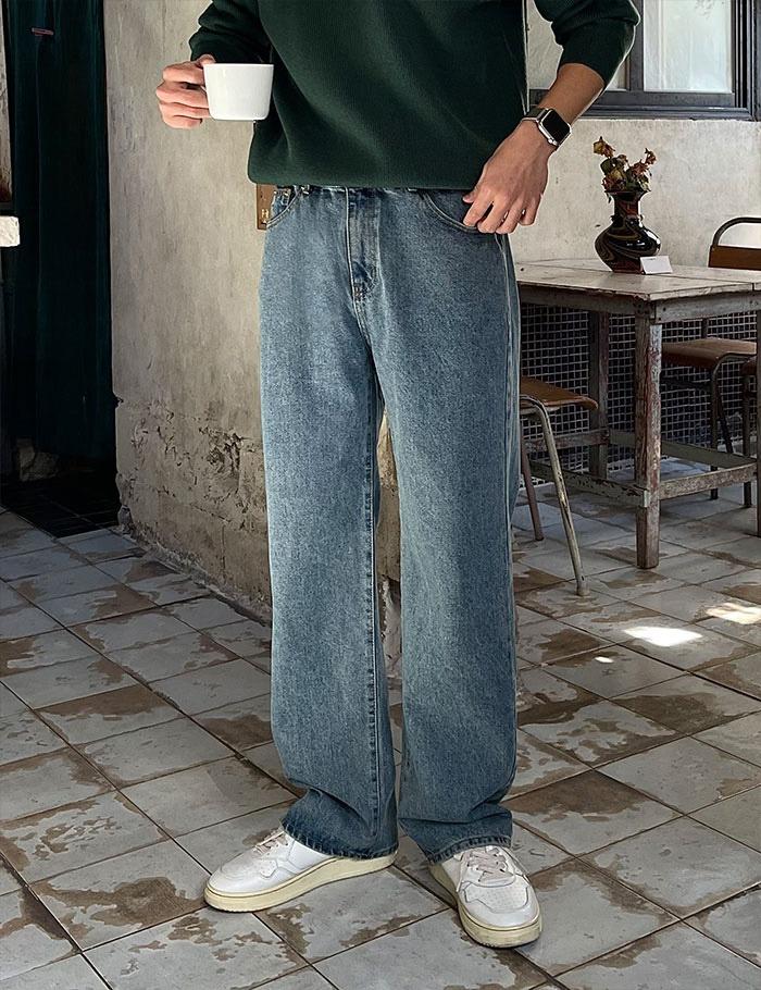 올데이 롱 세미와이드 데님팬츠 (4color)