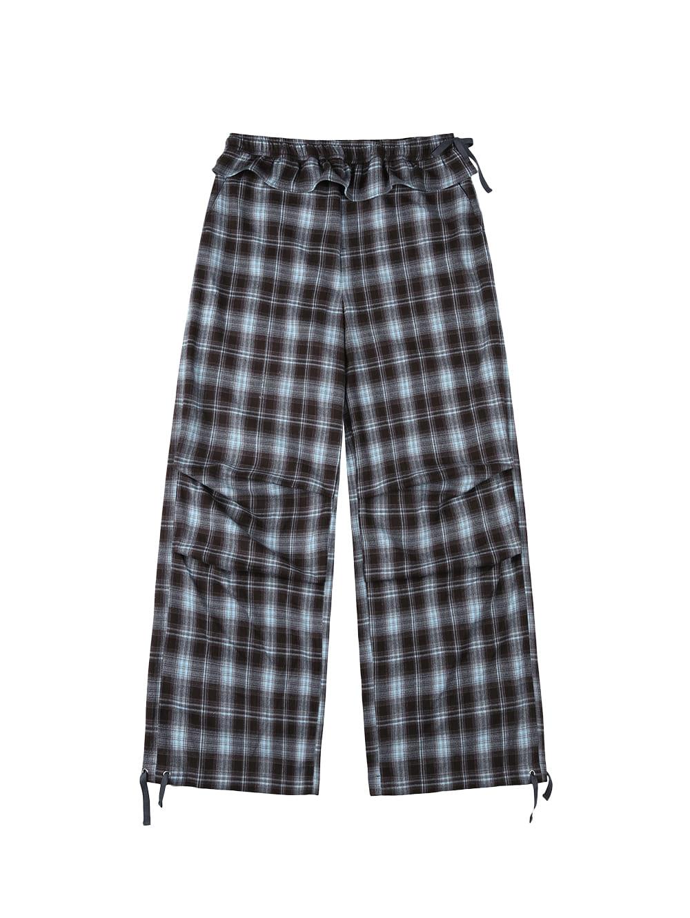 FRILL LAYERED CHECK PANTS [BLUE]