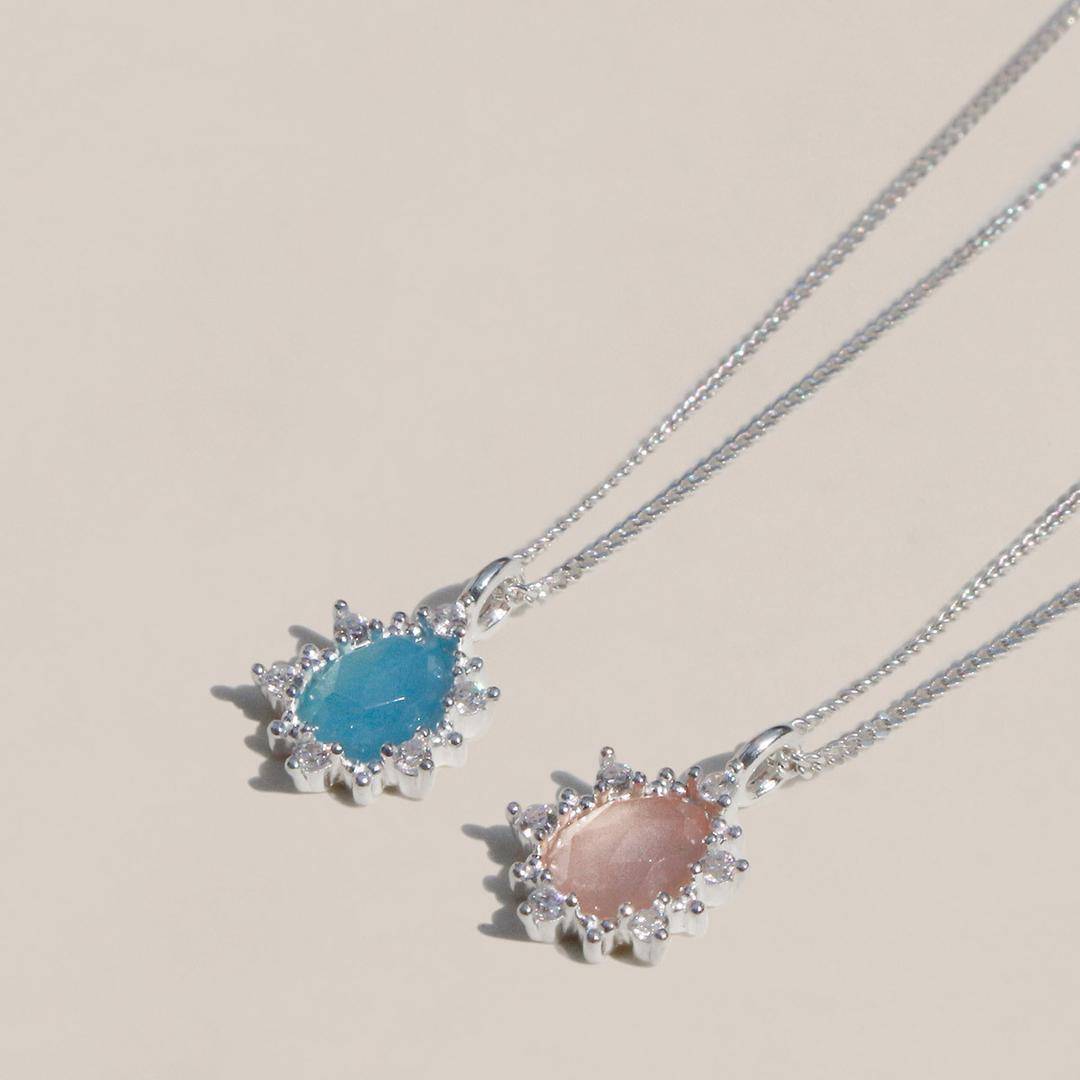 925 Silver Vervain Gemstone Necklace/ 버베인