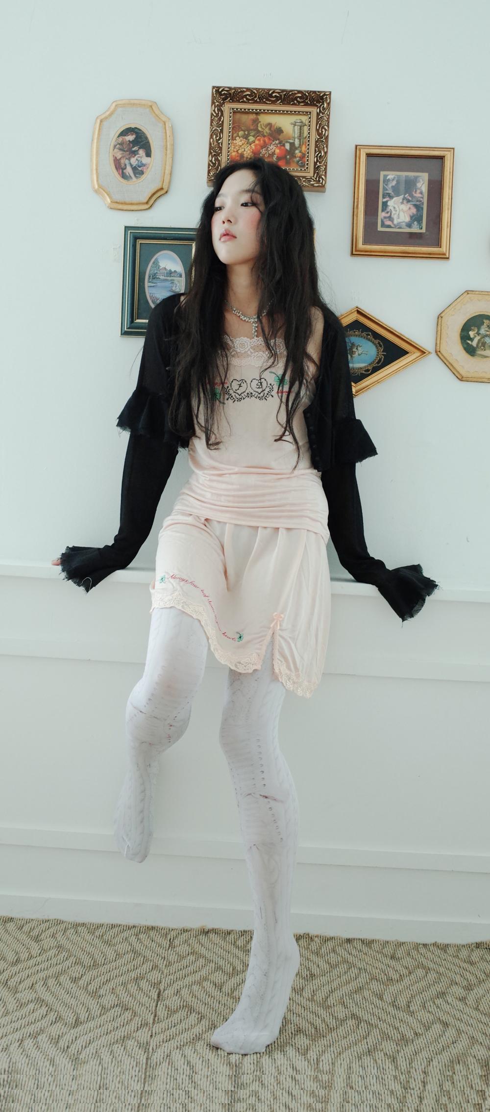 [F.E.E.S] cross stitch slip set-up (peach)