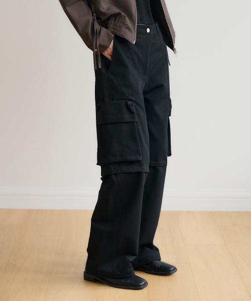 와이드 트렌치스 카고 팬츠 [black]