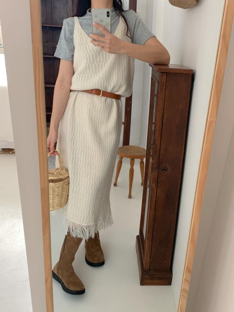 프린지 니트 원피스 3color