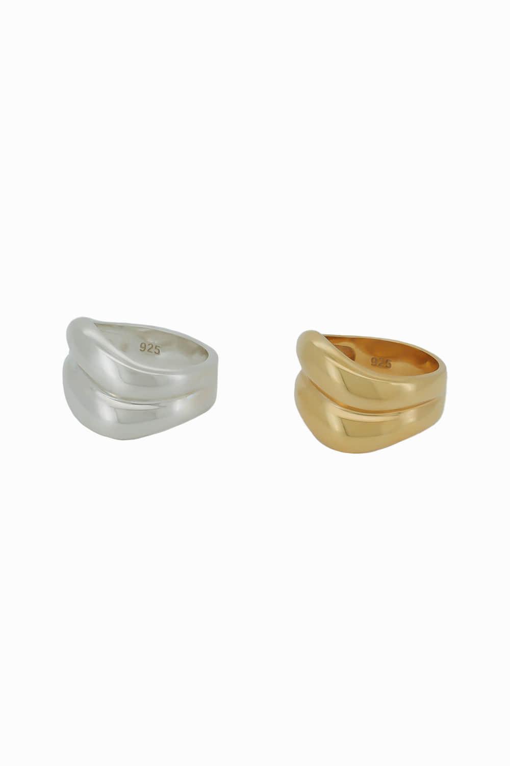 silver925 double wave ring (2color)