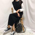 니트 조끼 울 롱 원피스 2color