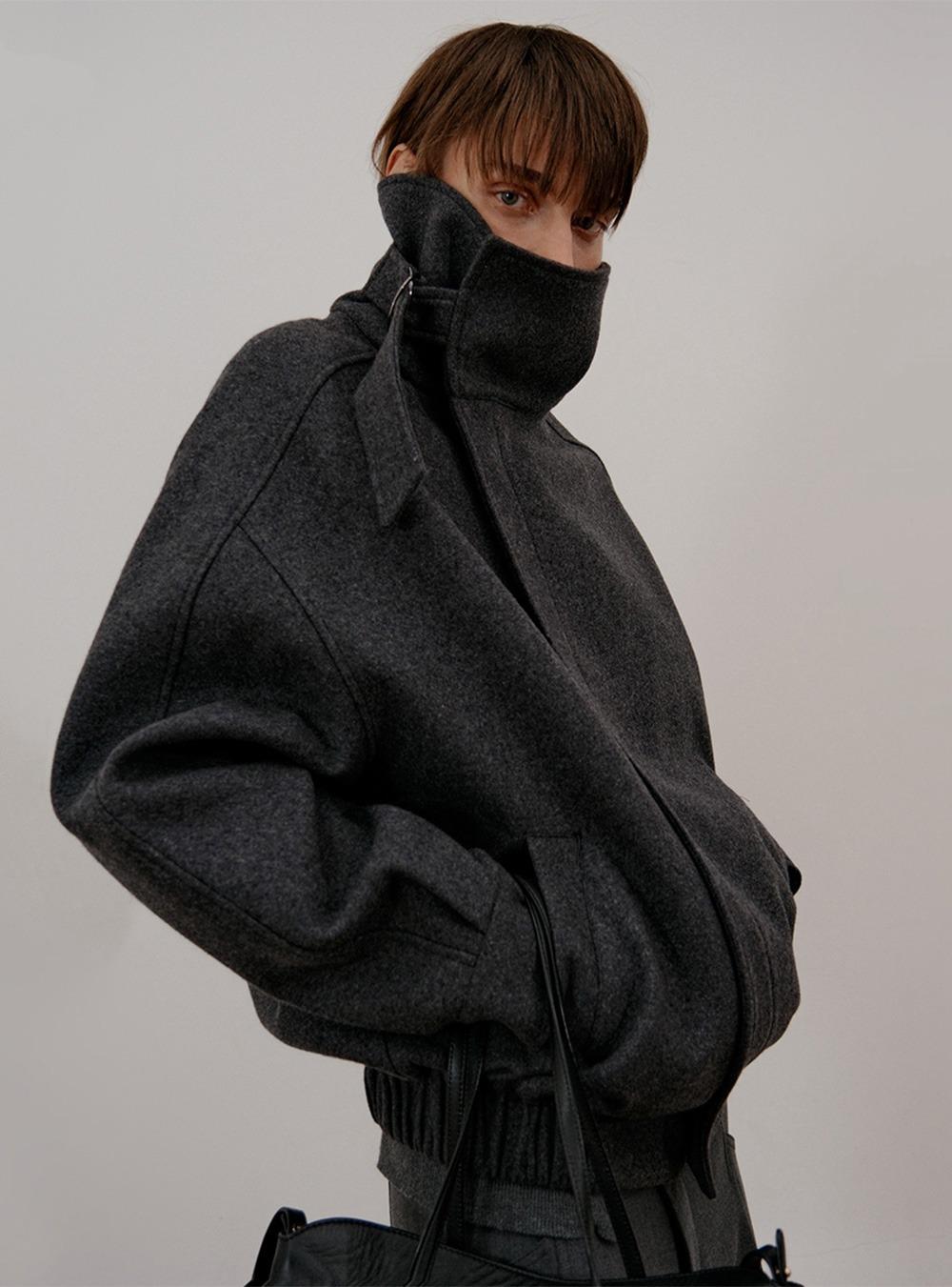 [COLN] Wool Blend High Neck Oversized Jacket (2color)