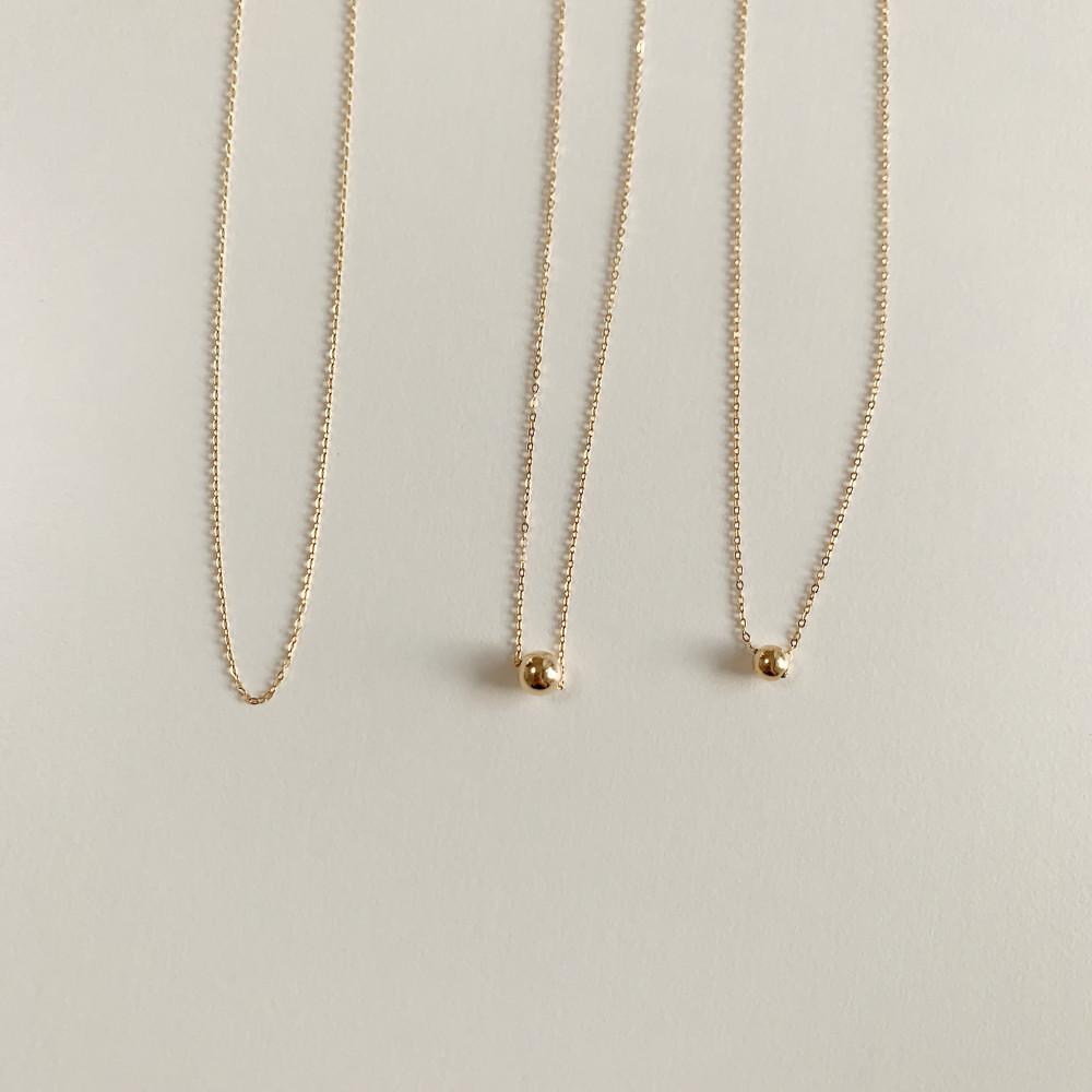 14k 골드 심플 체인 볼 진주 목걸이 세트 / 3종