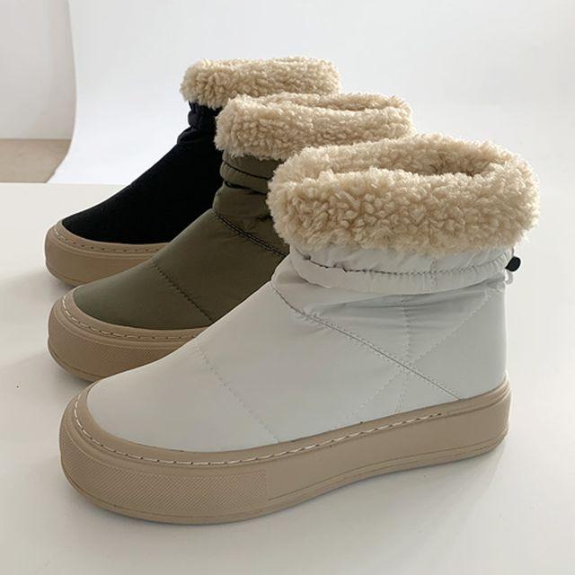 겨울 따뜻한 통굽 패딩 어그 털 부츠