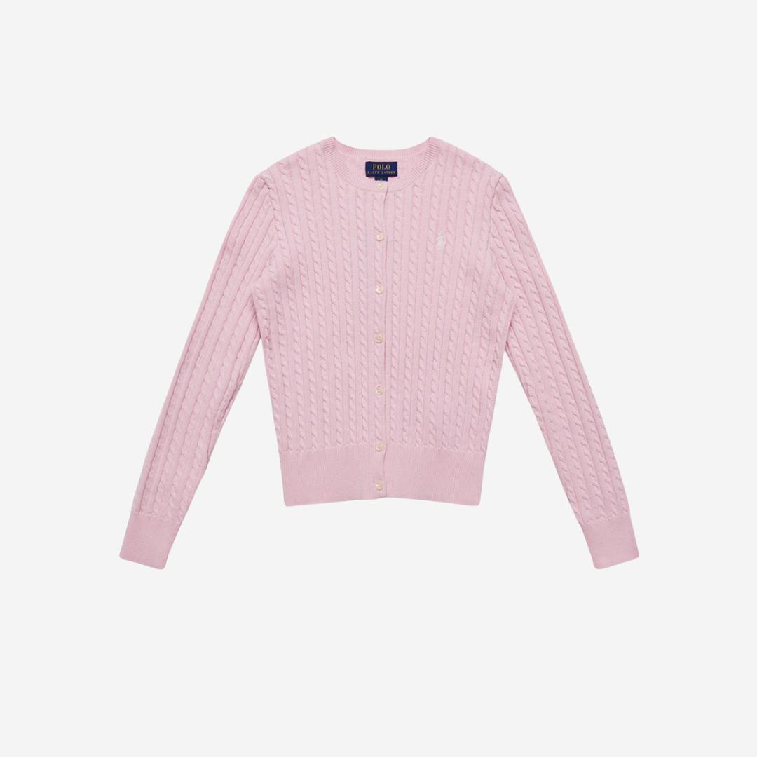 (Child) Polo Ralph Lauren Mini Cable Cotton Cardigan Pink