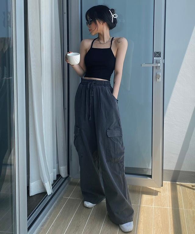pigment cargo wide pants﻿ / 아메카지 피그먼트 카고 건빵 와이드 밴딩 빈티지 유니크 팬츠 바지 와이드팬츠 카고와이드팬츠