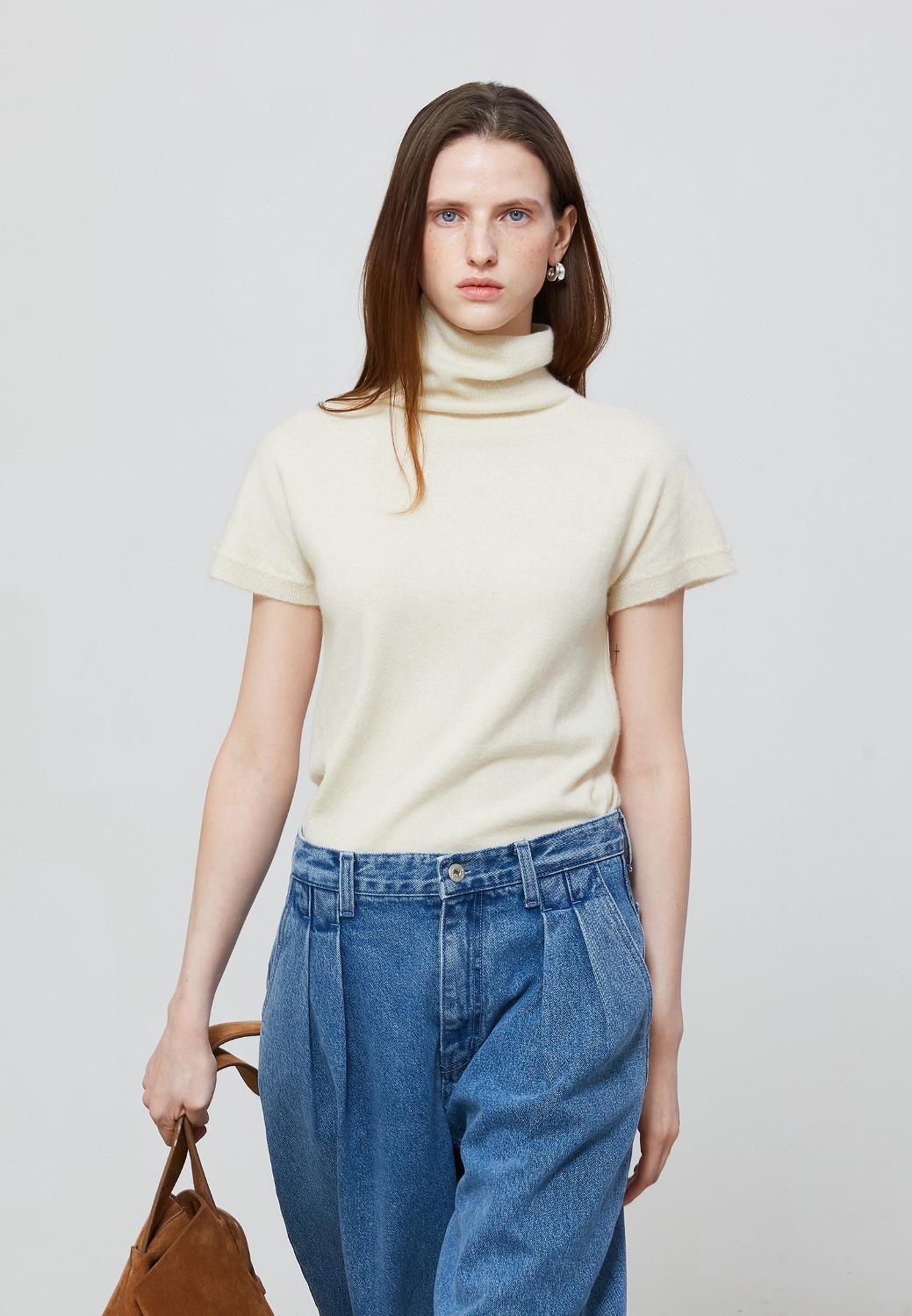 CAP SLEEVE TURTLENECK KNIT - IVORY