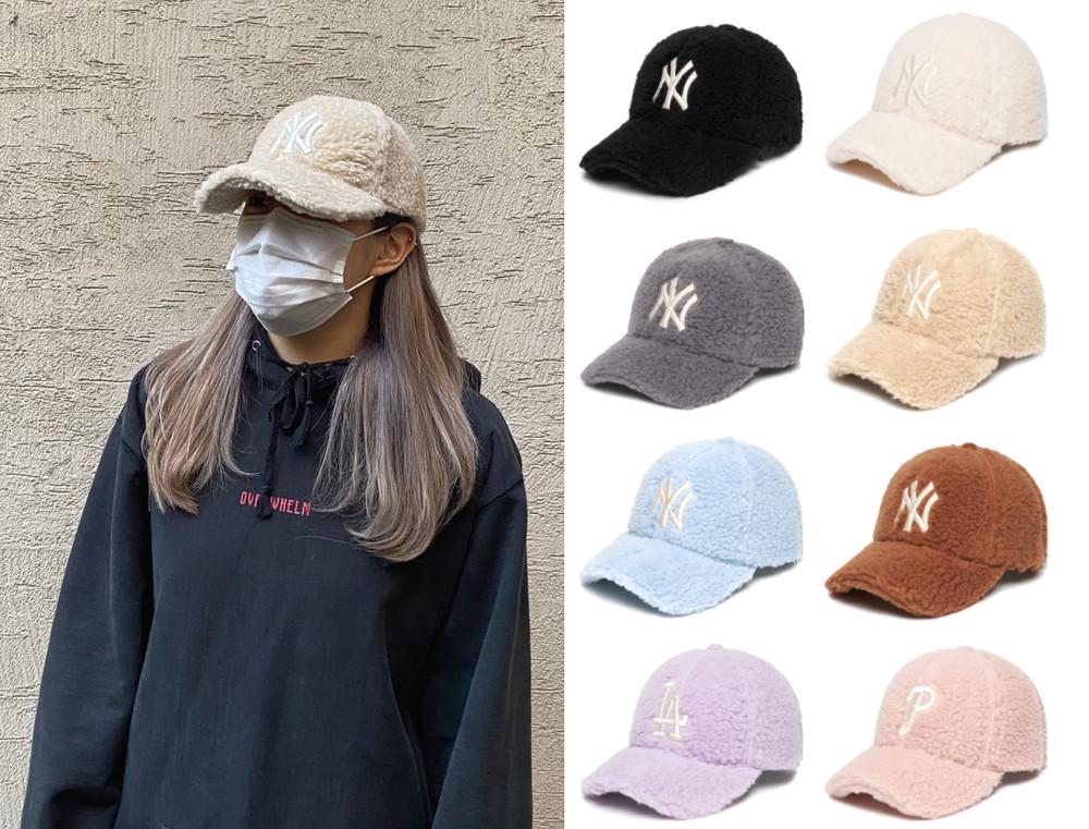 (국내매장판) MLB 겨울모자 양털 후리스 스트럭쳐 볼캡