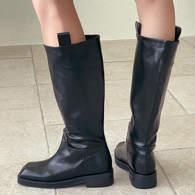 통 넓은 편안한 통굽 롱부츠