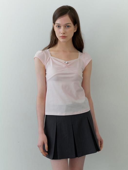 rosy shirring top - baby pink