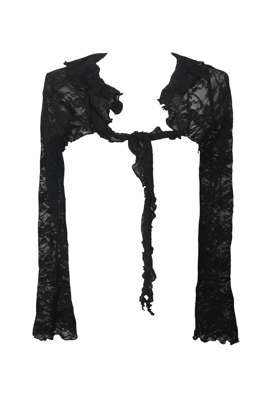 [Pink orchid house] Frill lace bolero (2color) (Black)