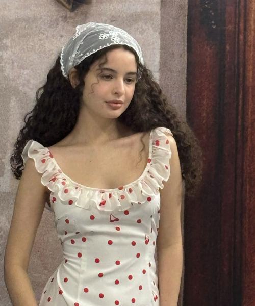 루루서울(LOULOUSEOUL)  Cherry Dot Frill Dress (Red) - 사이즈 & 후기 | 무신사