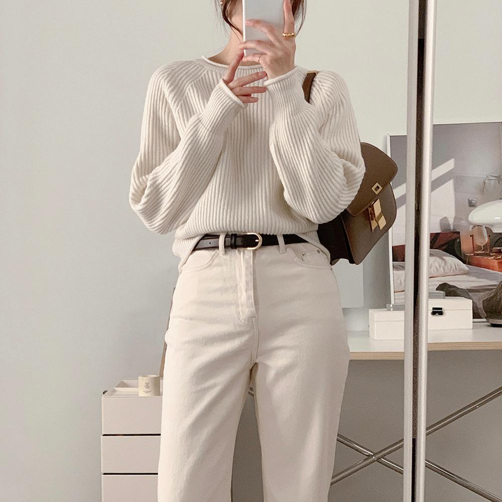 (11/17 순차출고) 멀린 겨울 래글런 루즈핏 울 니트 (아이보리)