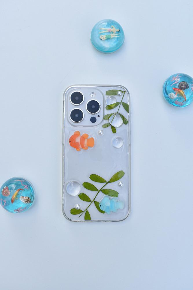아이폰15입고) 세트구매 키링증정) 방울방울 바다물고기 폰케이스