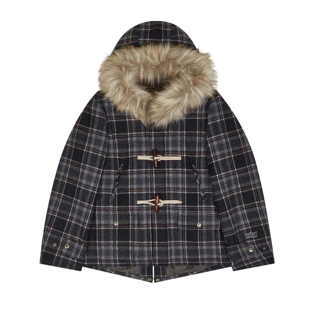 Safarispot 15COOL 1/2 Region Motors Club Fake Fur Check Duffle Coat