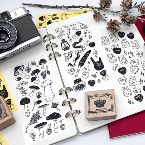 [스튜디오 퐁듀] black line #06 & 버섯 & 구미베어 씰스티커