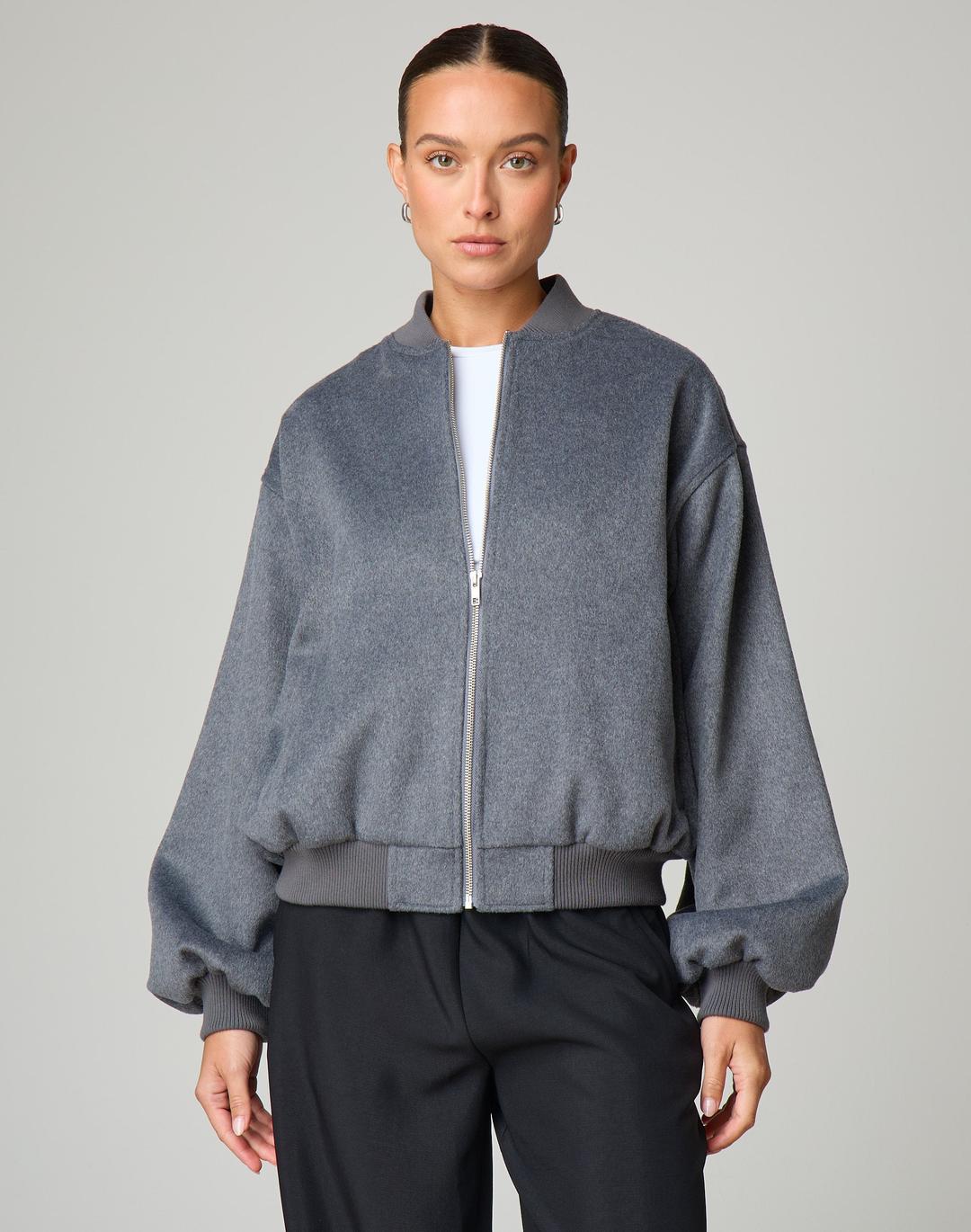 Wool Blend Bomber Jacket