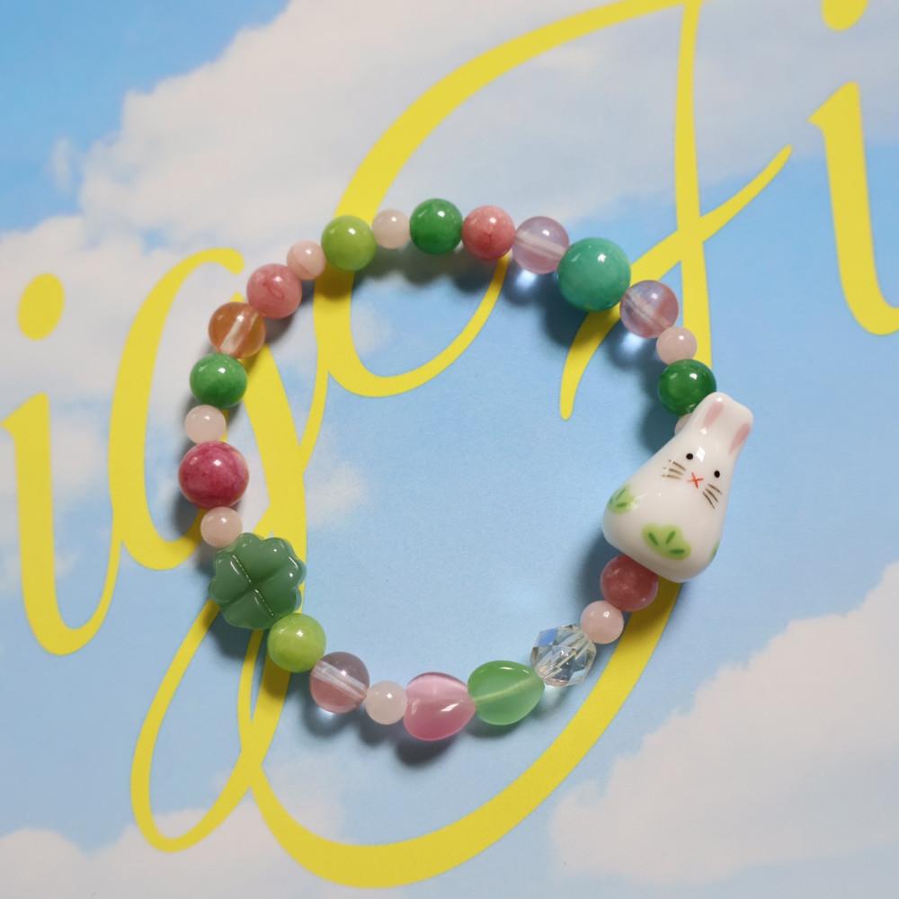 [휘요] 토끼 천연석 비즈팔찌