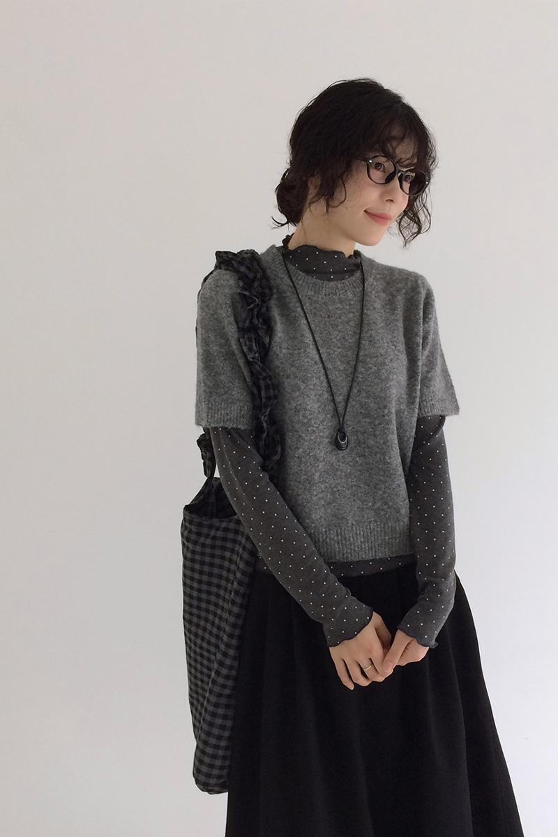 미리내로 에비소 레이어드 울 니트 반팔